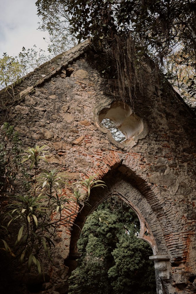 Detail of fake ruins of Monserrate Sintra Portugal